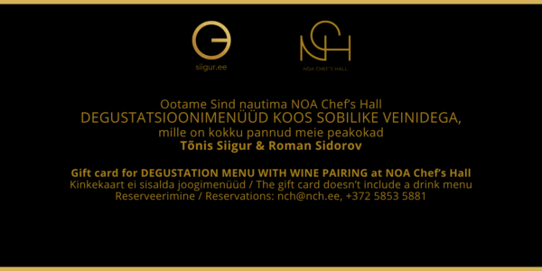 NOA Chefs Hall kinkekaart gift card pairing